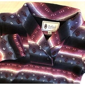 Outback Trading Co Medium Southwest Tory Pullover Fleece Aztec Purple Sweater